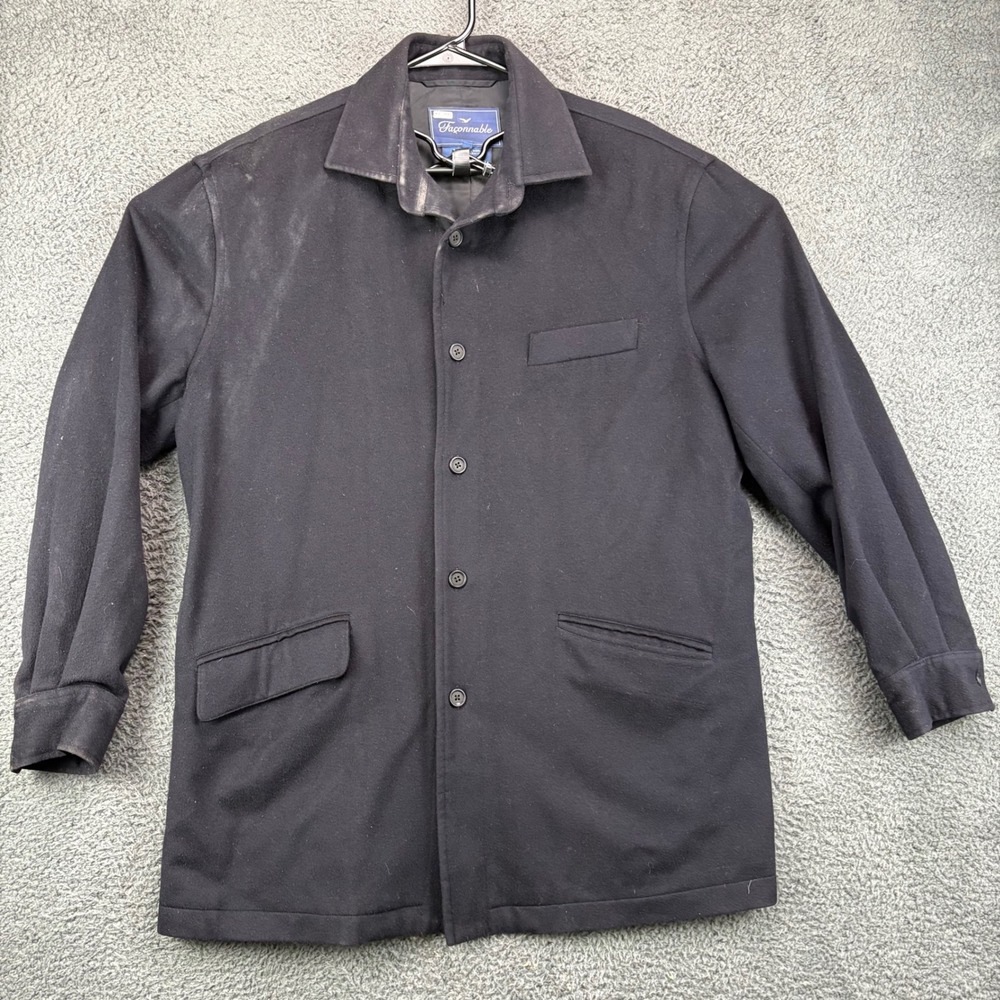 Faconnable Mens Black 100% Wool Car Coat Jacket Size M French Designer RN 58665